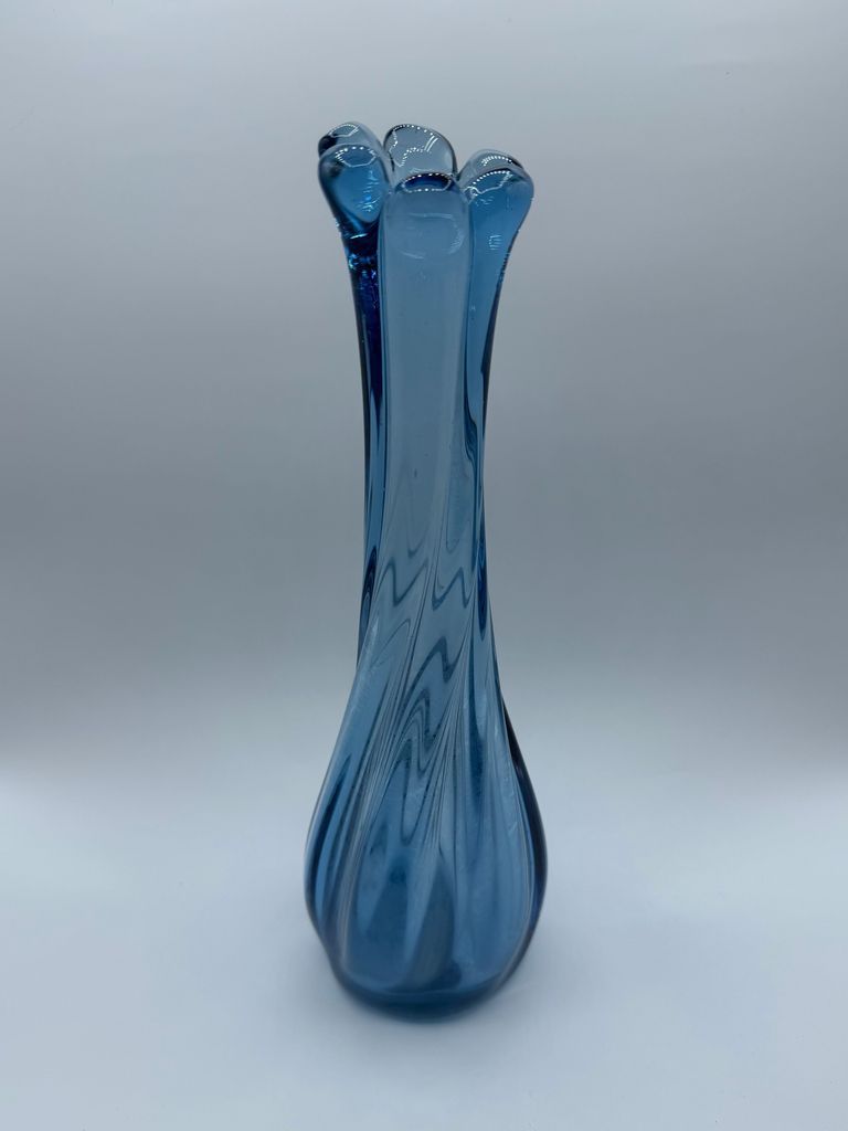 Blue art-glass bud vase, swung/stretched form - Image 2