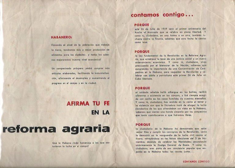 Revolutionary leaflet — "Ábrele tu puerta al campesino / El 26 cuenta contigo" (Concentración Campesina, 26 July 1959) - Image 2