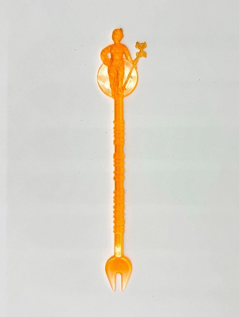Havana Club Rum advertising swizzle stick with La Giraldilla finial — orange