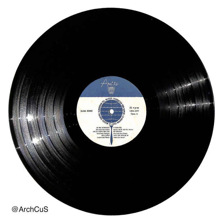 LP record album — Elena Burke, Elena (Areíto LD-3297), jacket and disc - Image 3