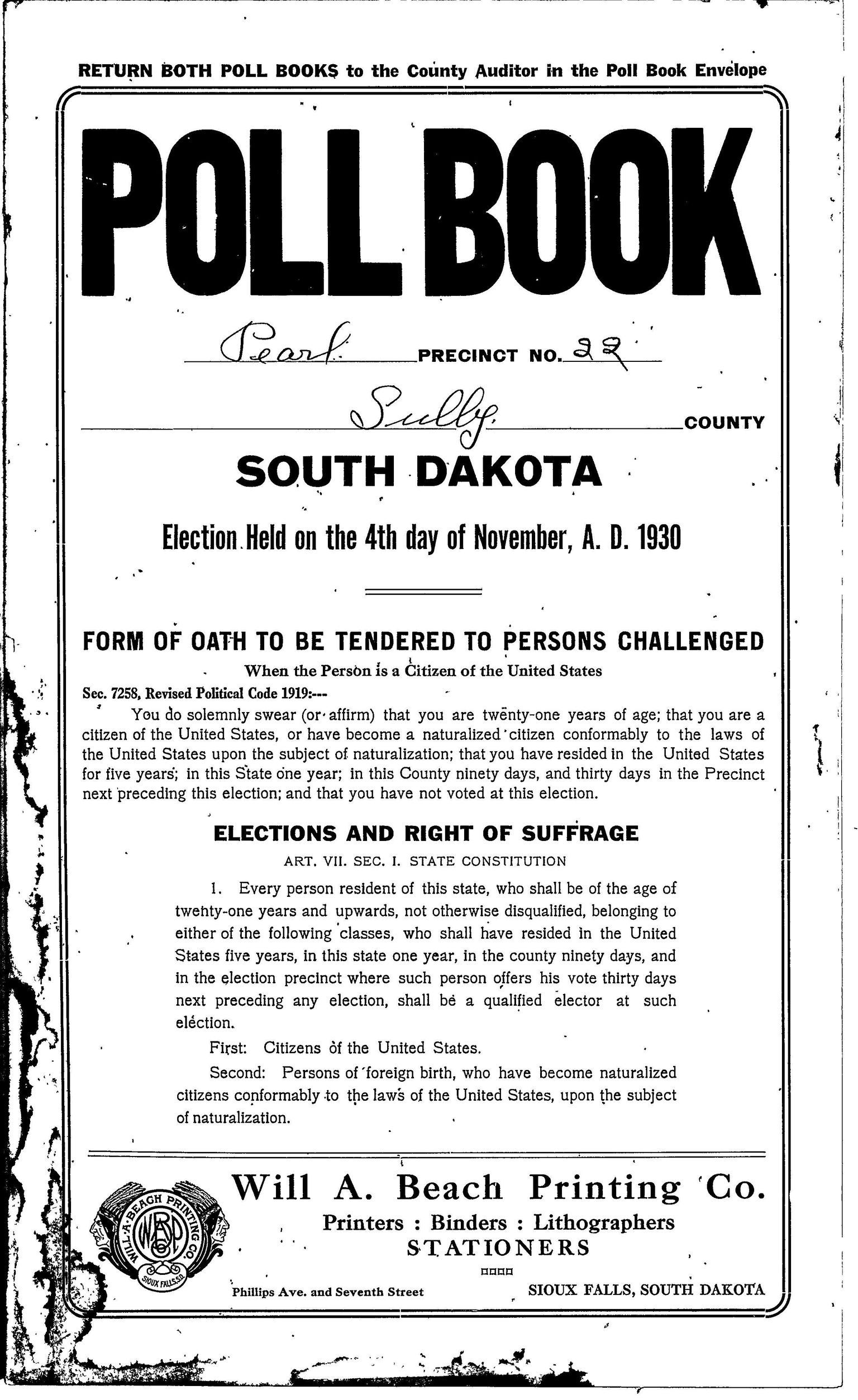 1930 Poll Books