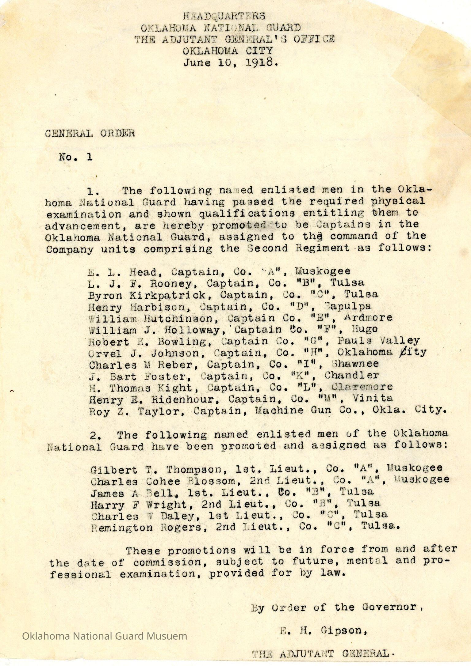 General Orders OK National Guard