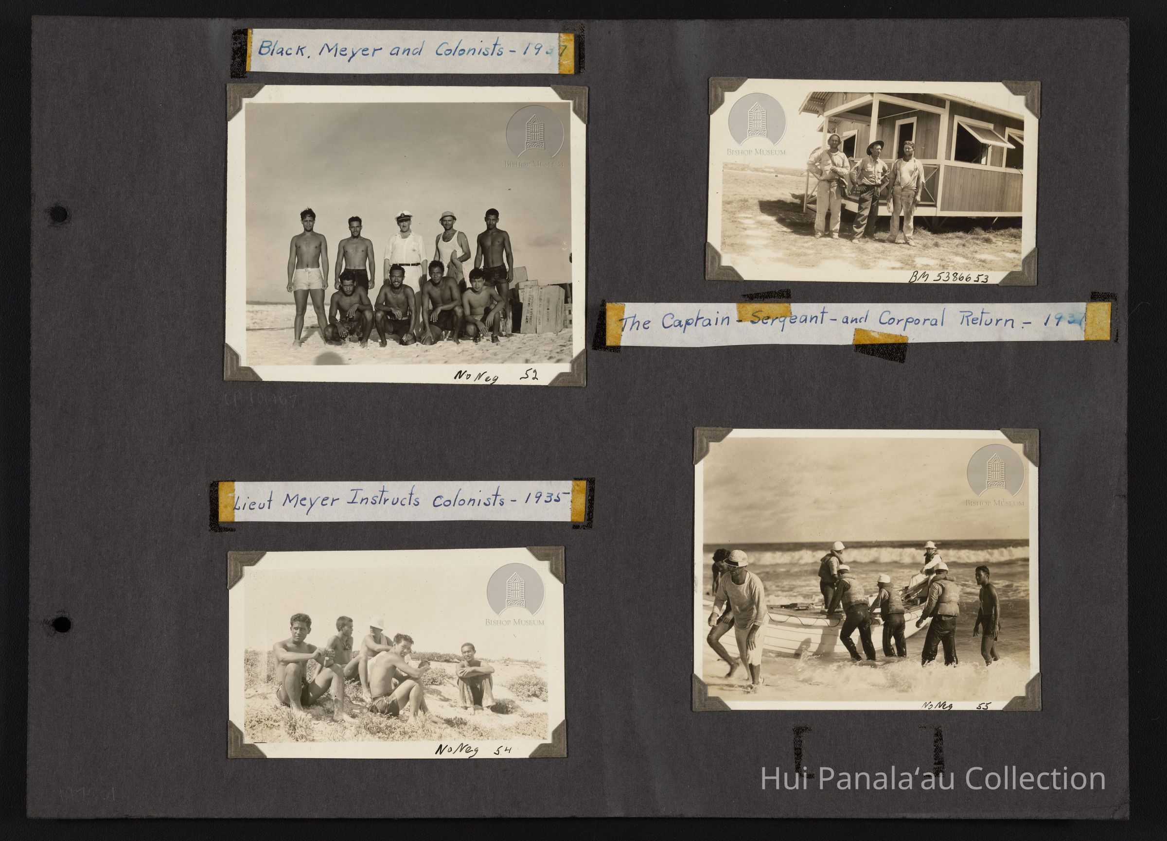 Black, Meyer and Colonists 1937...the Captain - Sergeant and Corporal Return...Lieut Meyer Instructs Colonists 1935