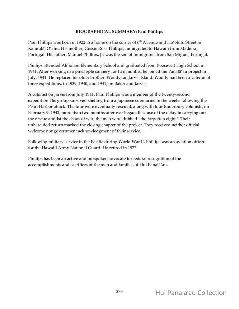 Interview with Paul Phillips for the Panalaau Oral History Project picture number 1