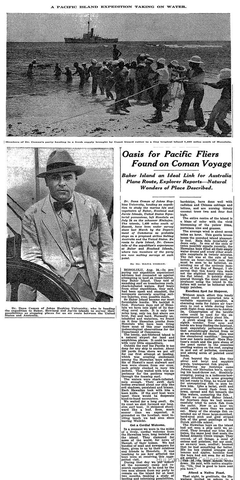 Oasis for Pacific Fliers Found on Coman Voyage picture number 1