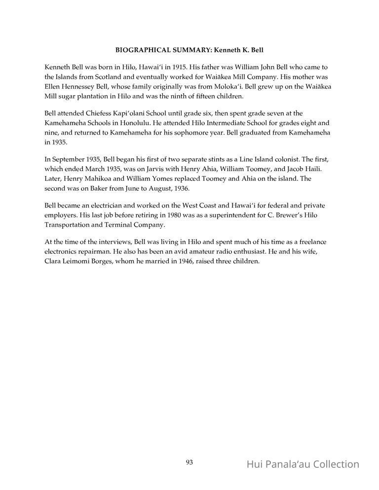 Interview with Kenneth Bell for the Panalaau Oral History Project picture number 1