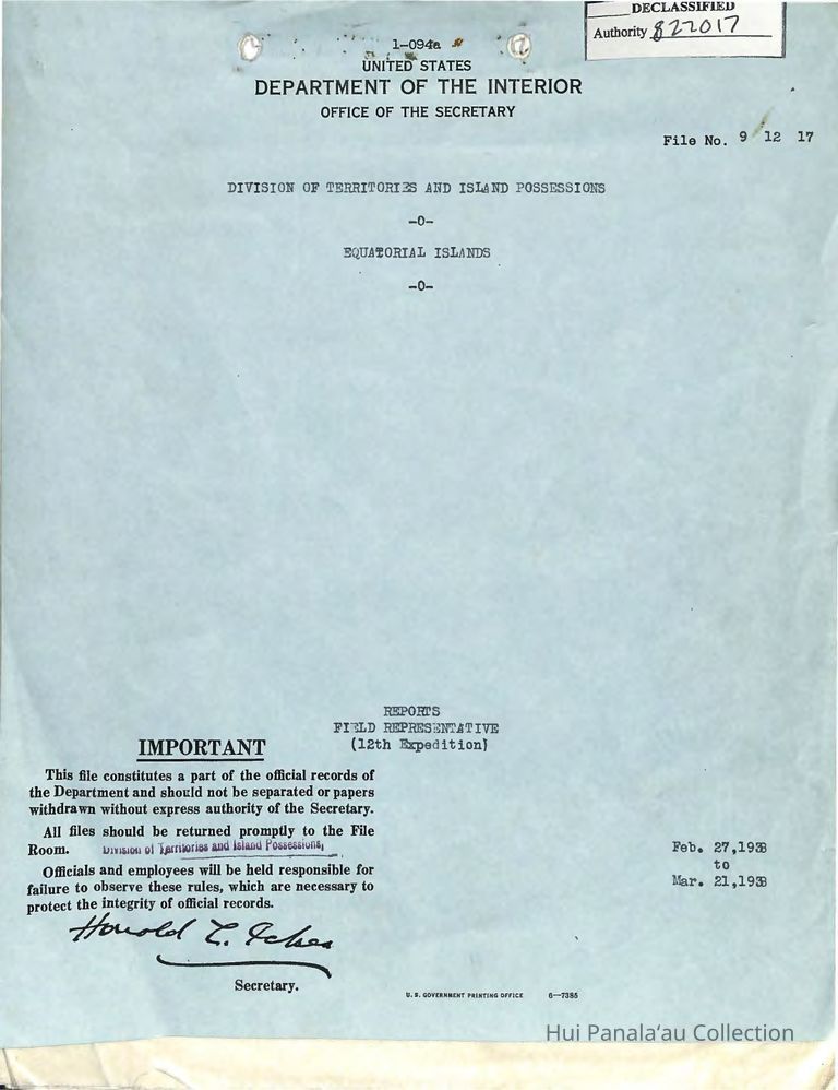 Report, Field Representative (12th Expedition) picture number 1