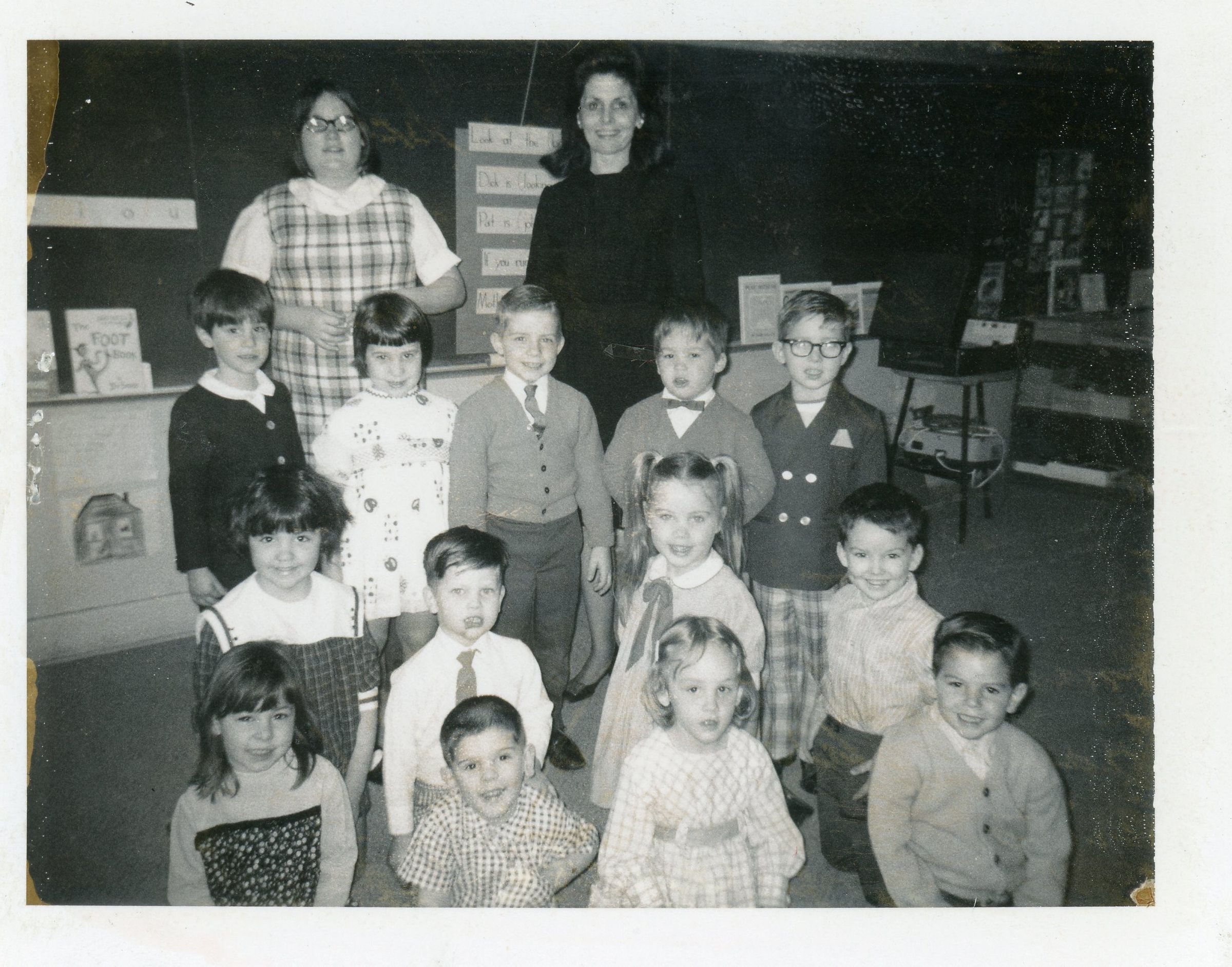 Classroom, Unknown year. Front Row: Kimberly Gilbert, Daniel Huff, Linda Schwimmer, John Michael O'Leary. Second row: Mary Batterson, Rod Laruso, Pamela Mattingly, Brian Norton. Third Row: Daniel Rudolfe, Tommy Alessi, James Newland, Francis Warinner, Richard Sinta. Teachers: Giselle Southwell, Mrs. Onding.