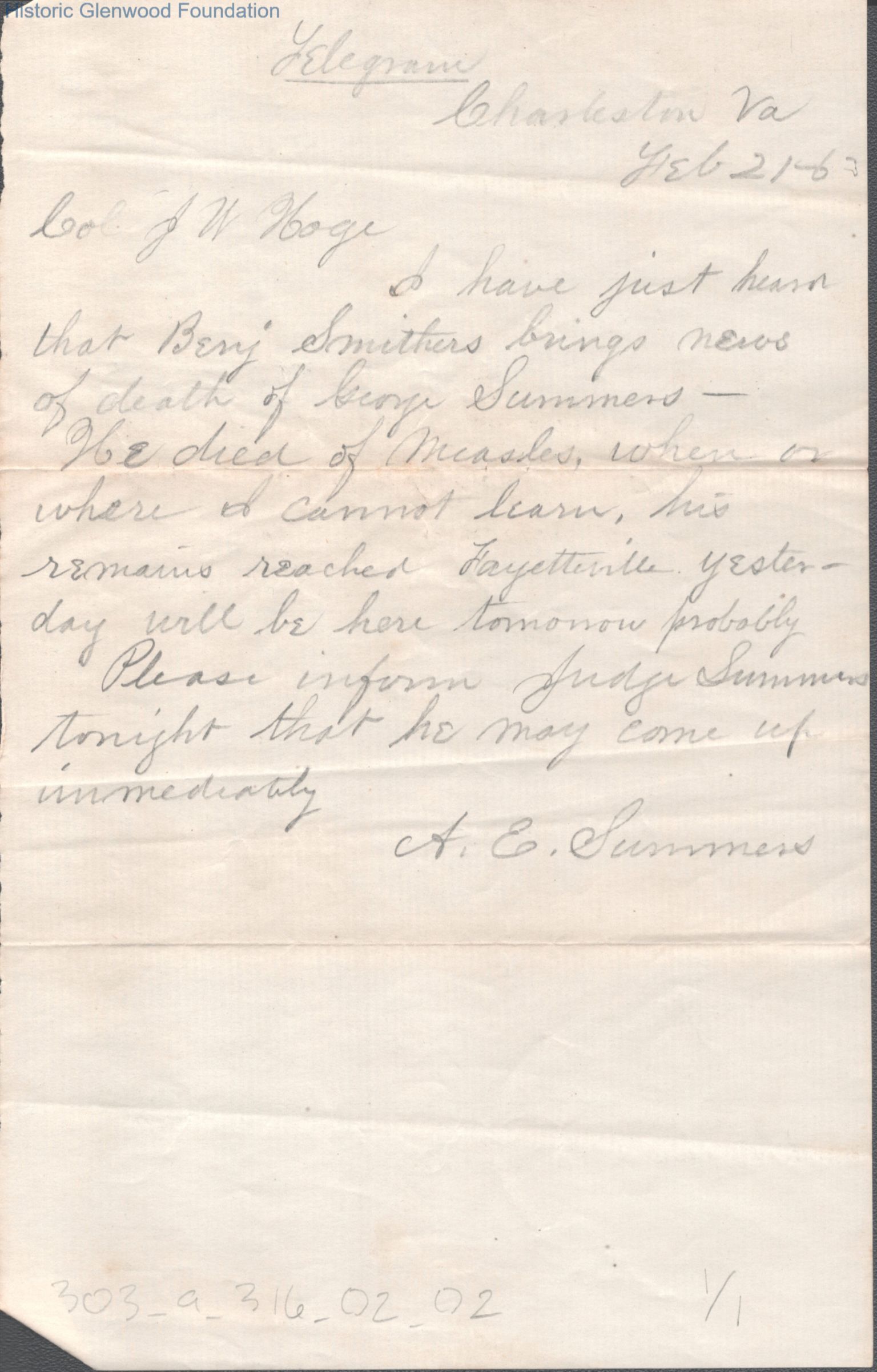 George Laidley Summers (1847-1863)