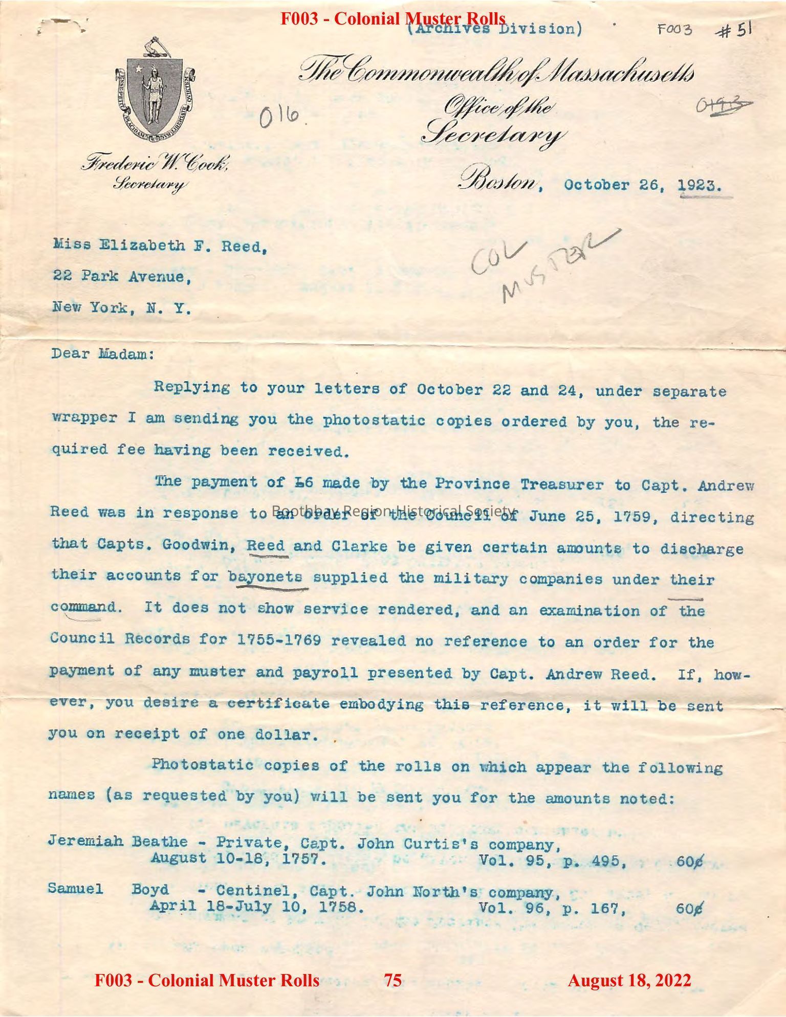 Colonial Muster Rolls