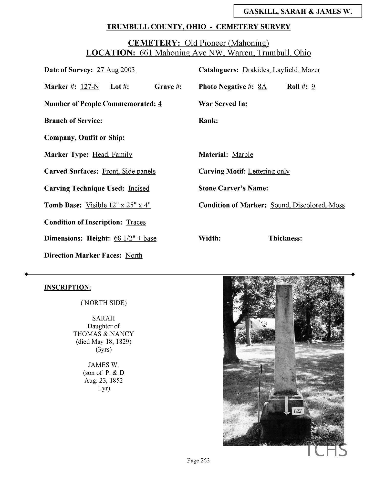 Old Mahoning (Pioneer) Cemetery