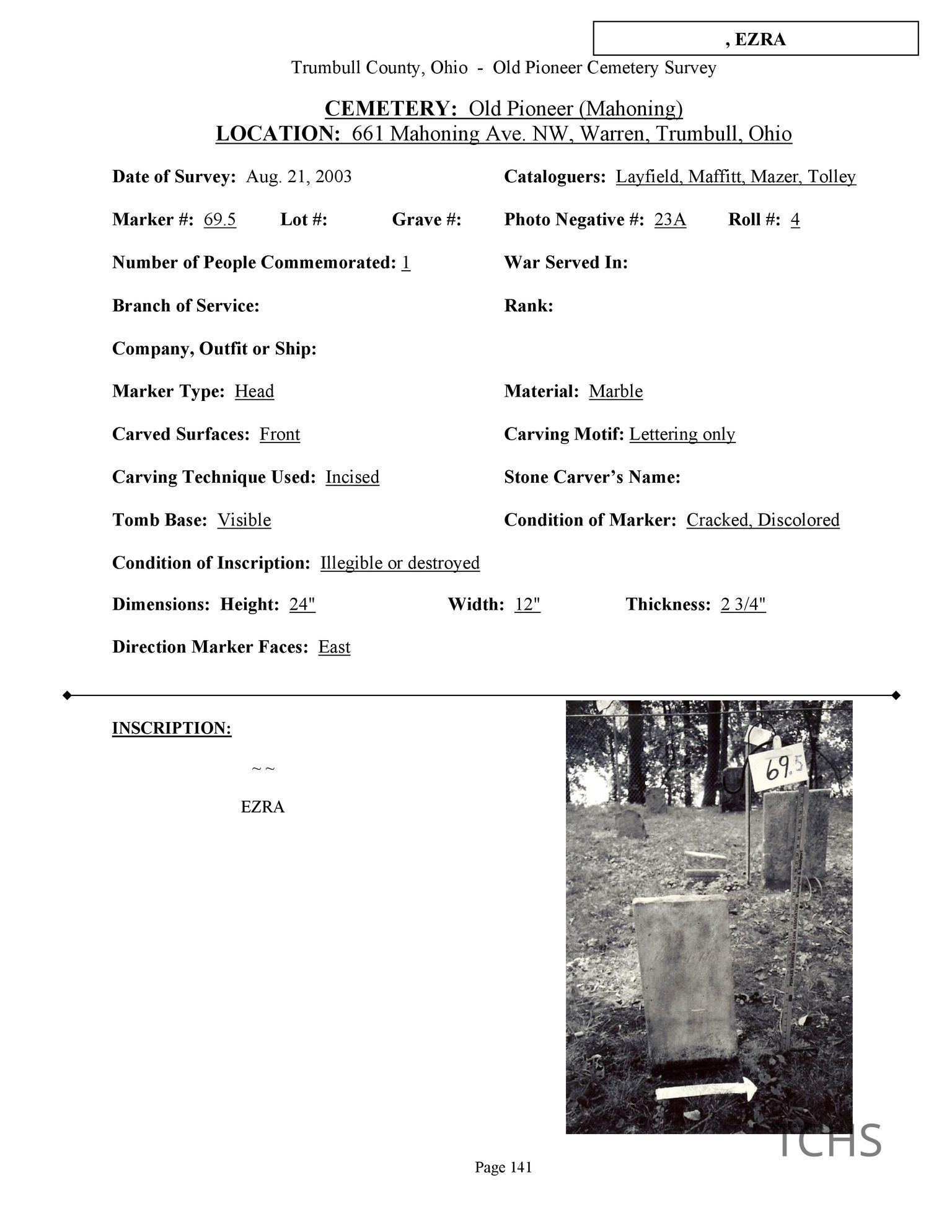 Old Mahoning (Pioneer) Cemetery