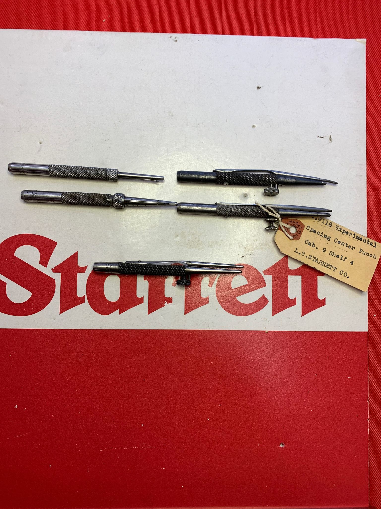 Cabinet 9 Shelf 4 Nail Sets, Center Punches, Burnisher Tools