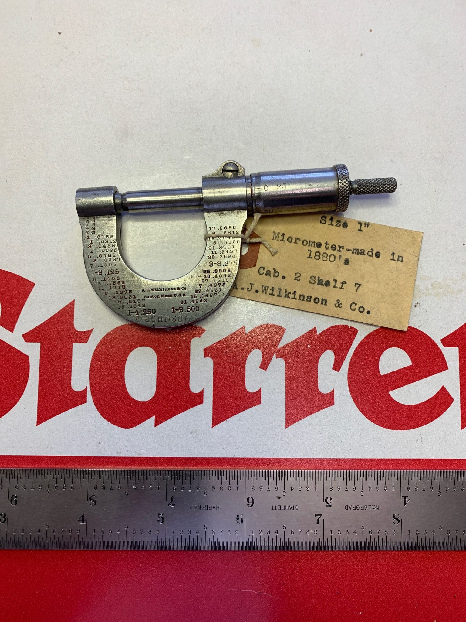 Cabinet 2 Shelf 7 Micrometers (Non -Starrett)