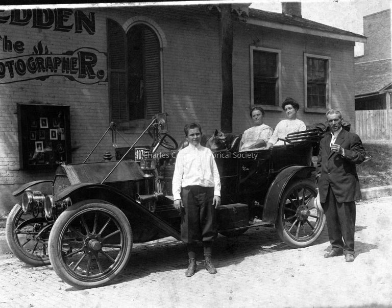 "A Ride in the Great Western" automobile with dog included. Sept 9, 1912
