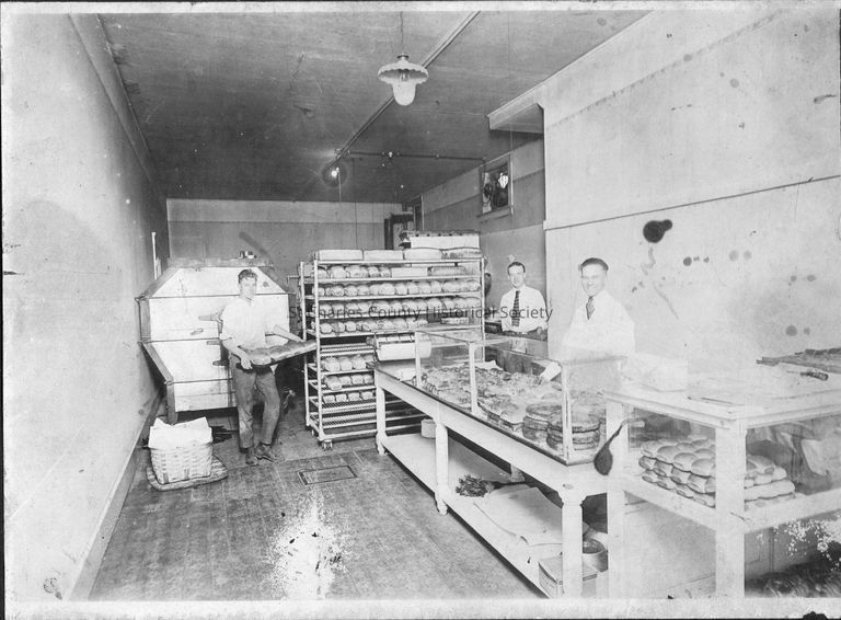 "Bo" Holtschneider in St. Charles Bakery. ca. 1940