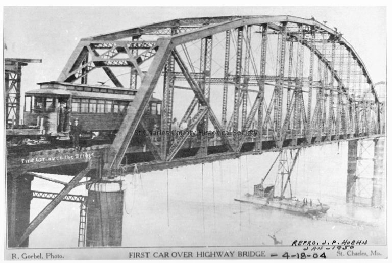 "First (street) Car Over Hwy Bridge", April 18, 1904
