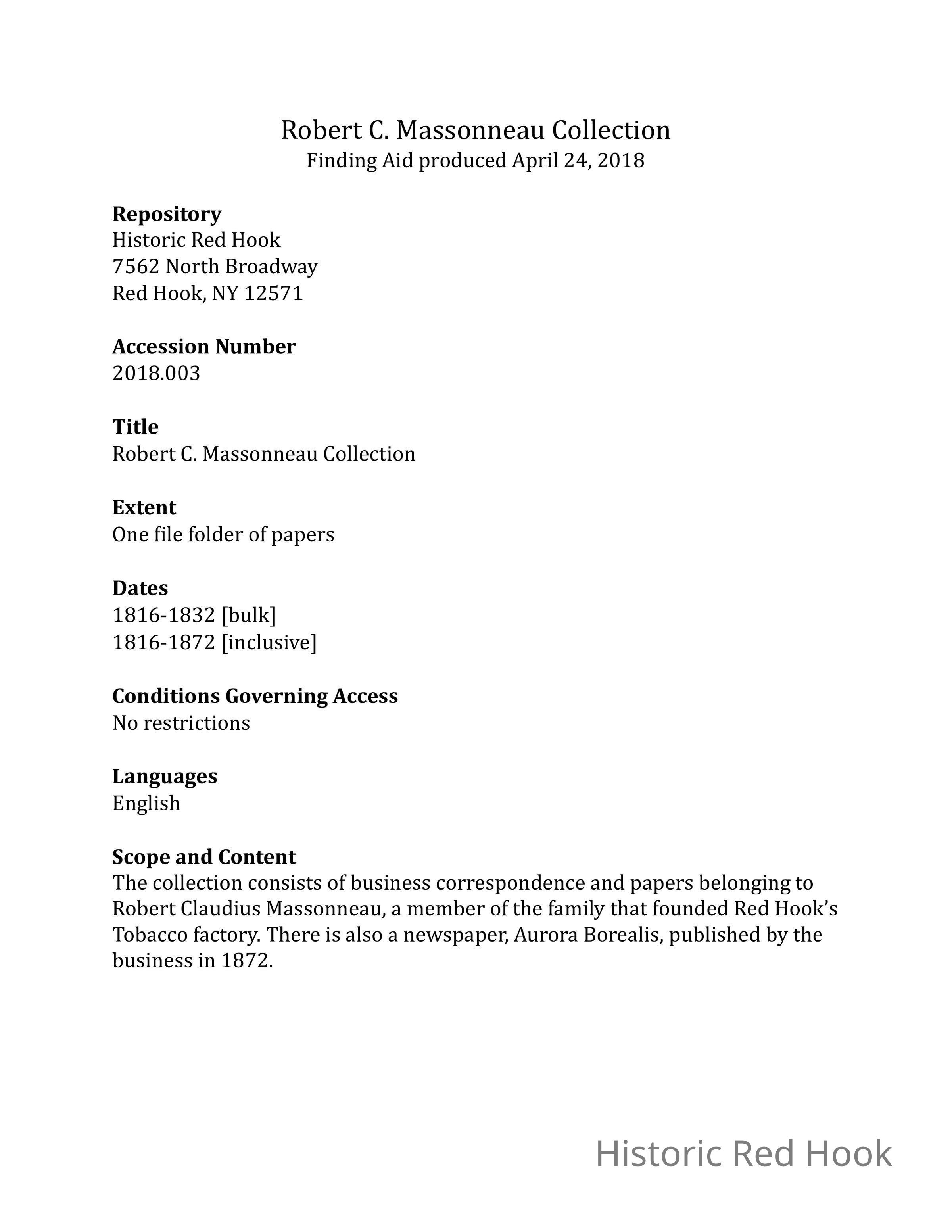 Finding Aid