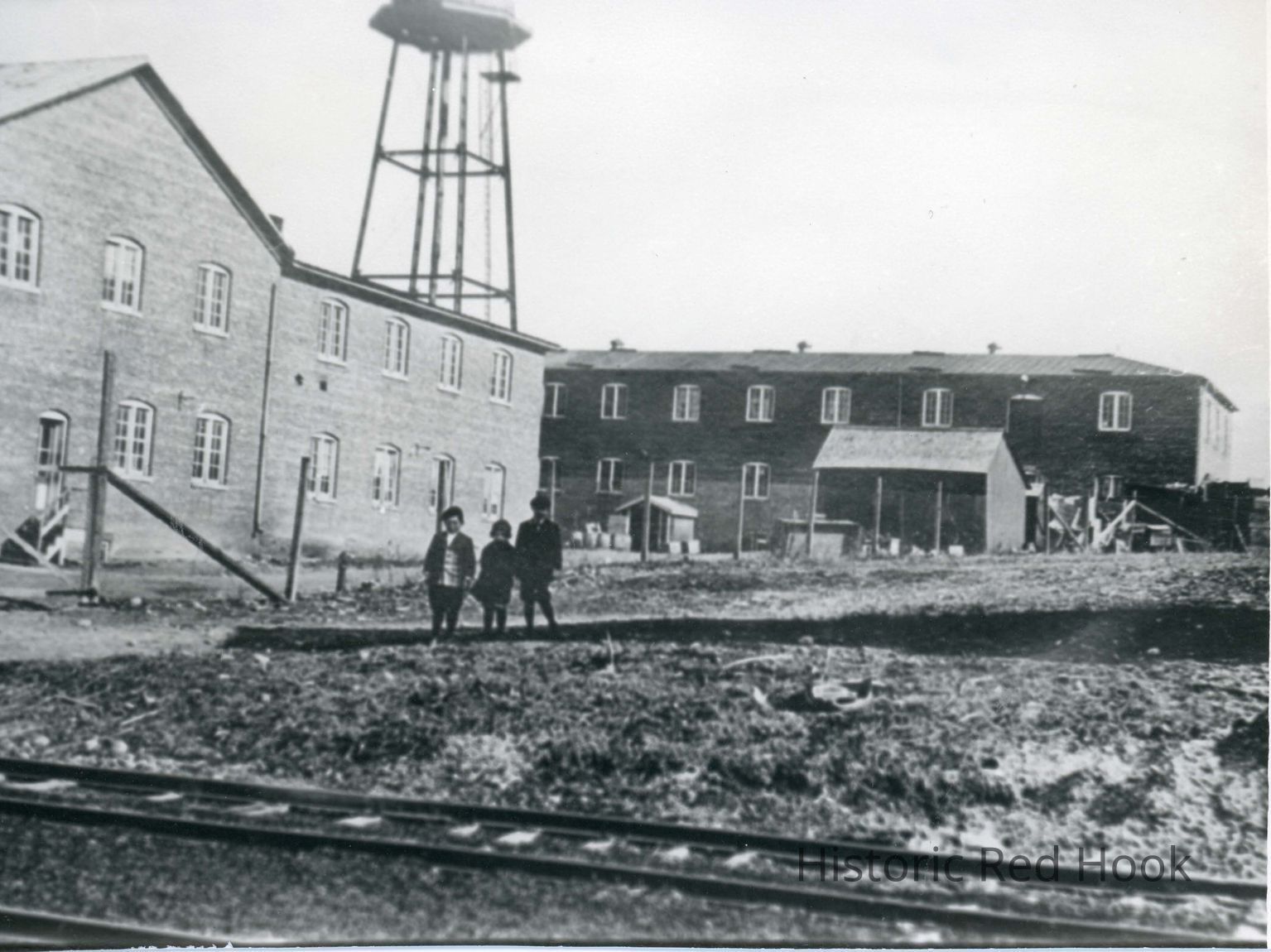 CNE railroad tracks in front of Baker's Chocolate Factory