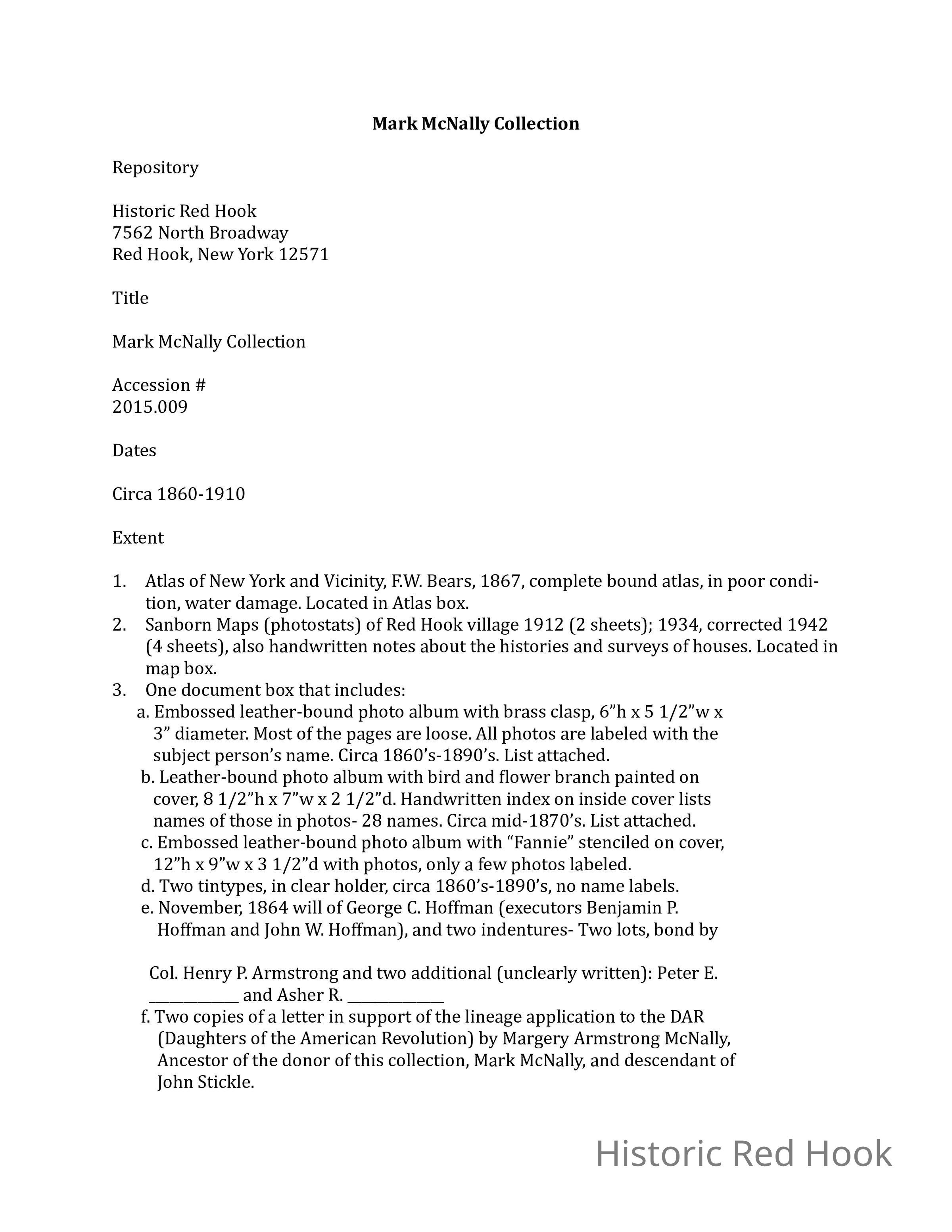 Items 1 - 3.c already cataloged