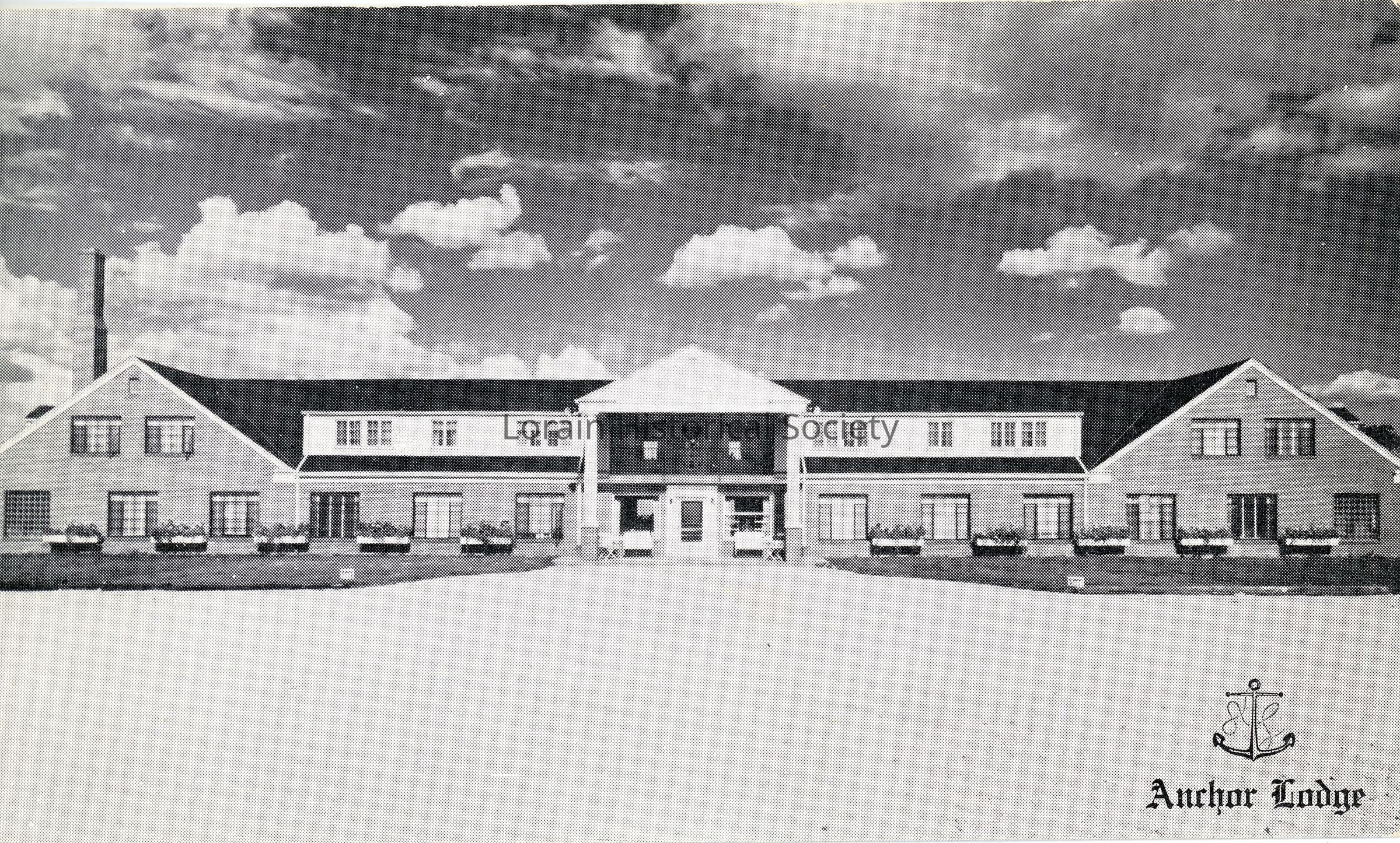 Anchor Lodge (Front of postcard). Anchor Lodge Hotel Modern hospitable roadside type Hotel on the Shore of Lake Erie -- Circulating ice water, complete circulating air conditioning, attractive guest rooms, and well equipped West Lake Road, U. S. 6 - Ohio 2, Lorain, Ohio. Phone 22-591 Lorain. With Best Wishes for Christmas And For Every Day of the New Year Anchor Lodge (Back of postcard).