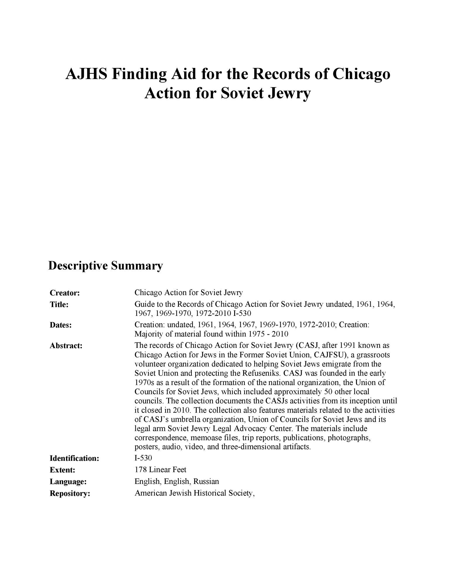 Chicago Action for Soviet Jewry