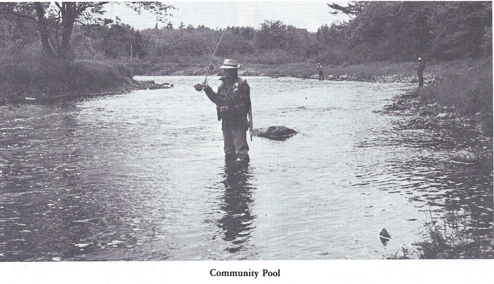 Fishing the Community Pool on the Dennys River in the 1980's; Reproduced from