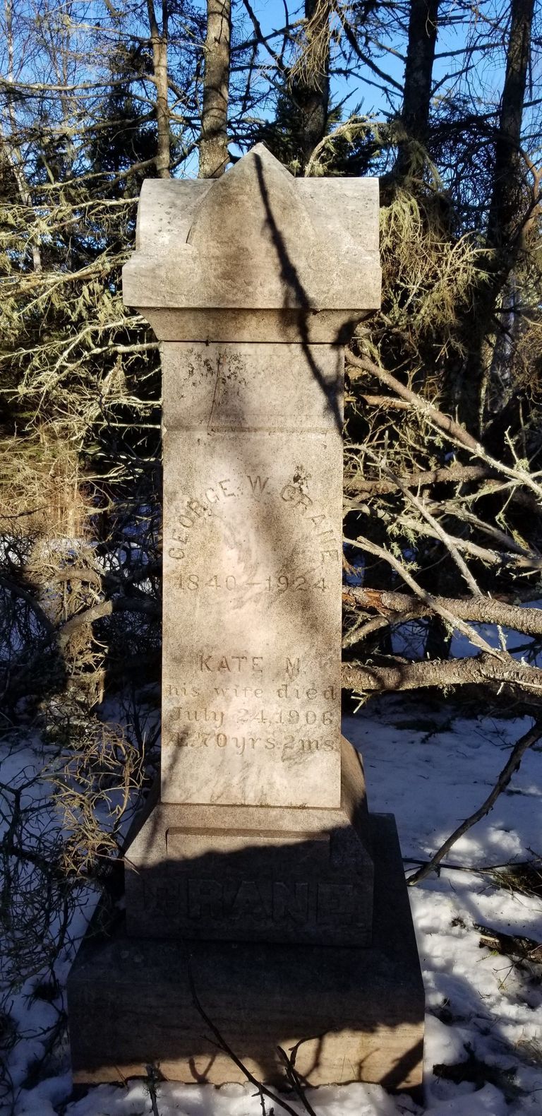          Crane Family Grave stone; One of a small collection of gravestones of the Crane family in Edmunds, Maine
   