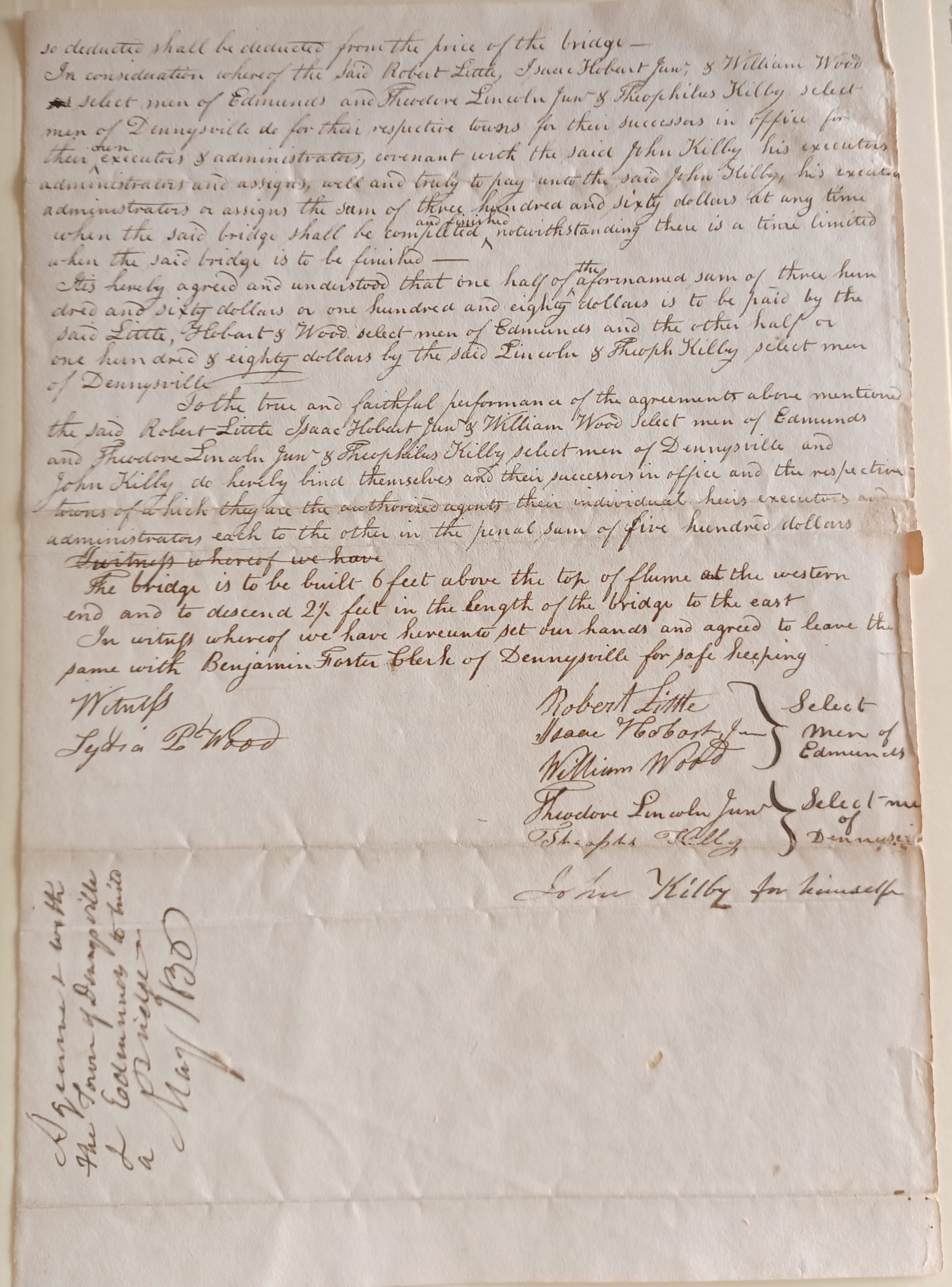 Contract for Bridge Between Dennysville and Edmunds, Maine picture number 1