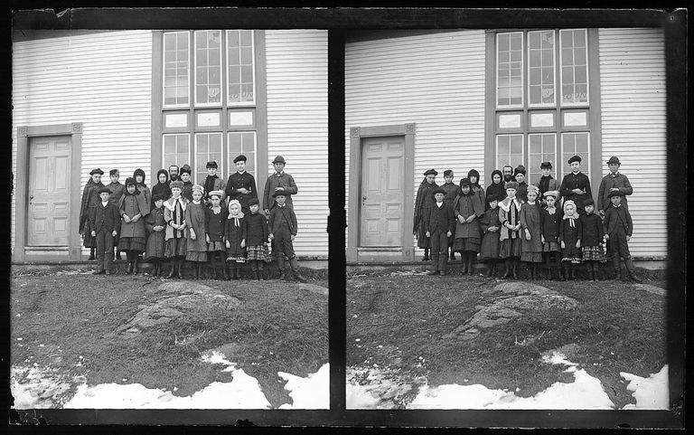          Sunday School children and teachers at the Methodist Episcopal Church in Edmunds, c. 1885
   
