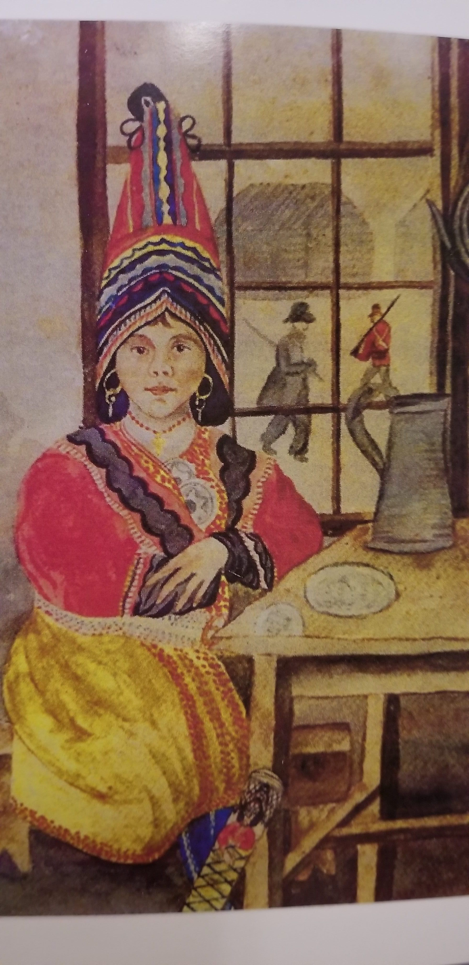 Watercolor of Denny (Neptune) Socabasin; Image courtesy of the Maine State Museum, Colonial Williamsburg Collection.