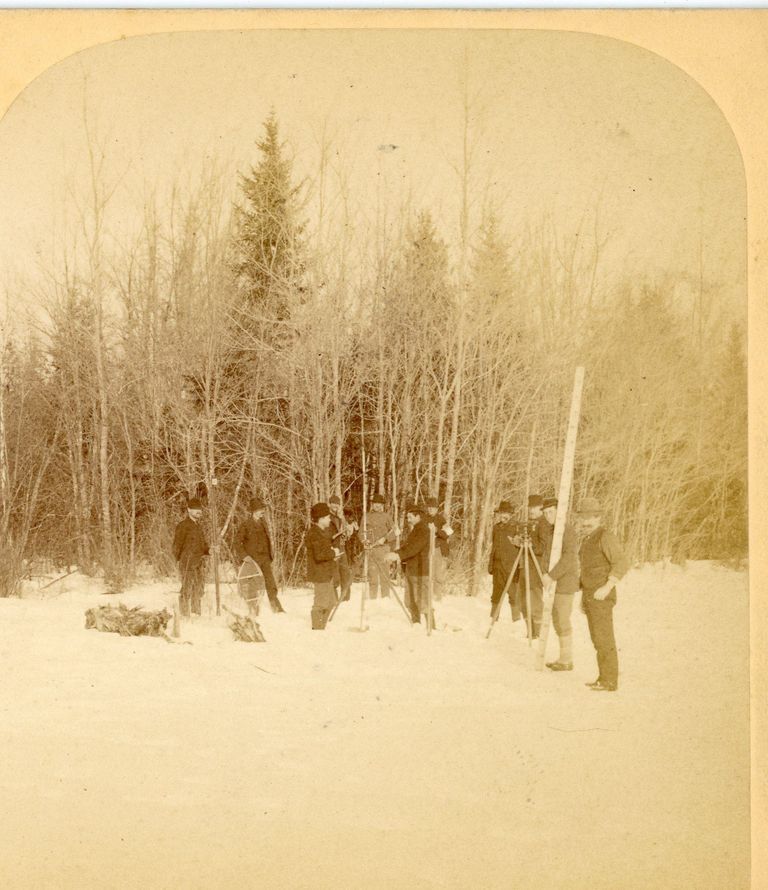          Woods Surveying Crew in Winter, Dennys River, Maine; Photo courtesy of The Tides Institute, Eastport. Maine
   
