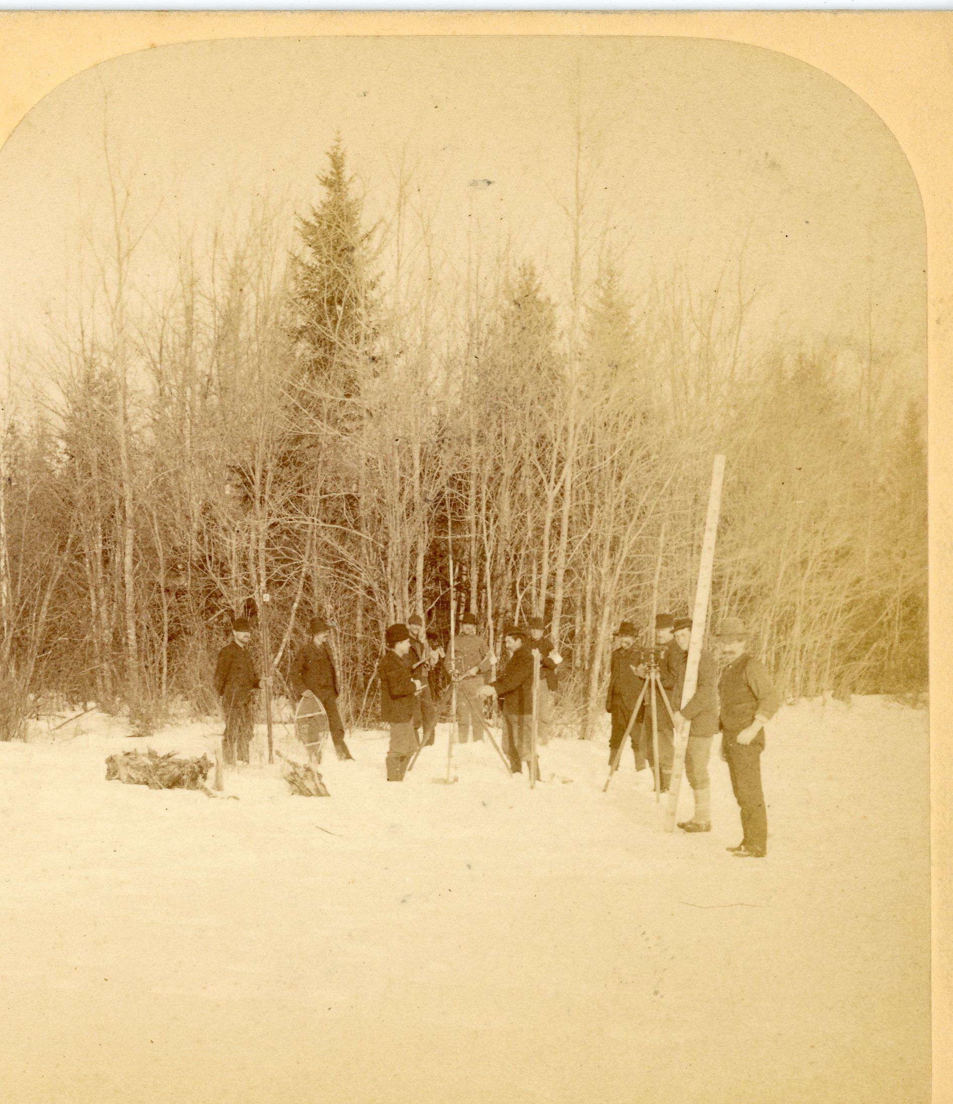 Woods Surveying Crew in Winter, Dennys River, Maine; Photo courtesy of The Tides Institute, Eastport. Maine