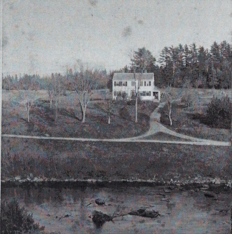          Nathaniel Hobart House on the Dennys River, in Edmunds, Maine, c. 1870.; Viewed from the Dennysville side of the Dennys River, the Nathaniel Hobart house was the home of the first proprietor of the Township X, later Edmunds, on behalf of his father Colonel Aaron Hobart of Abbington, Massachusetts.
   