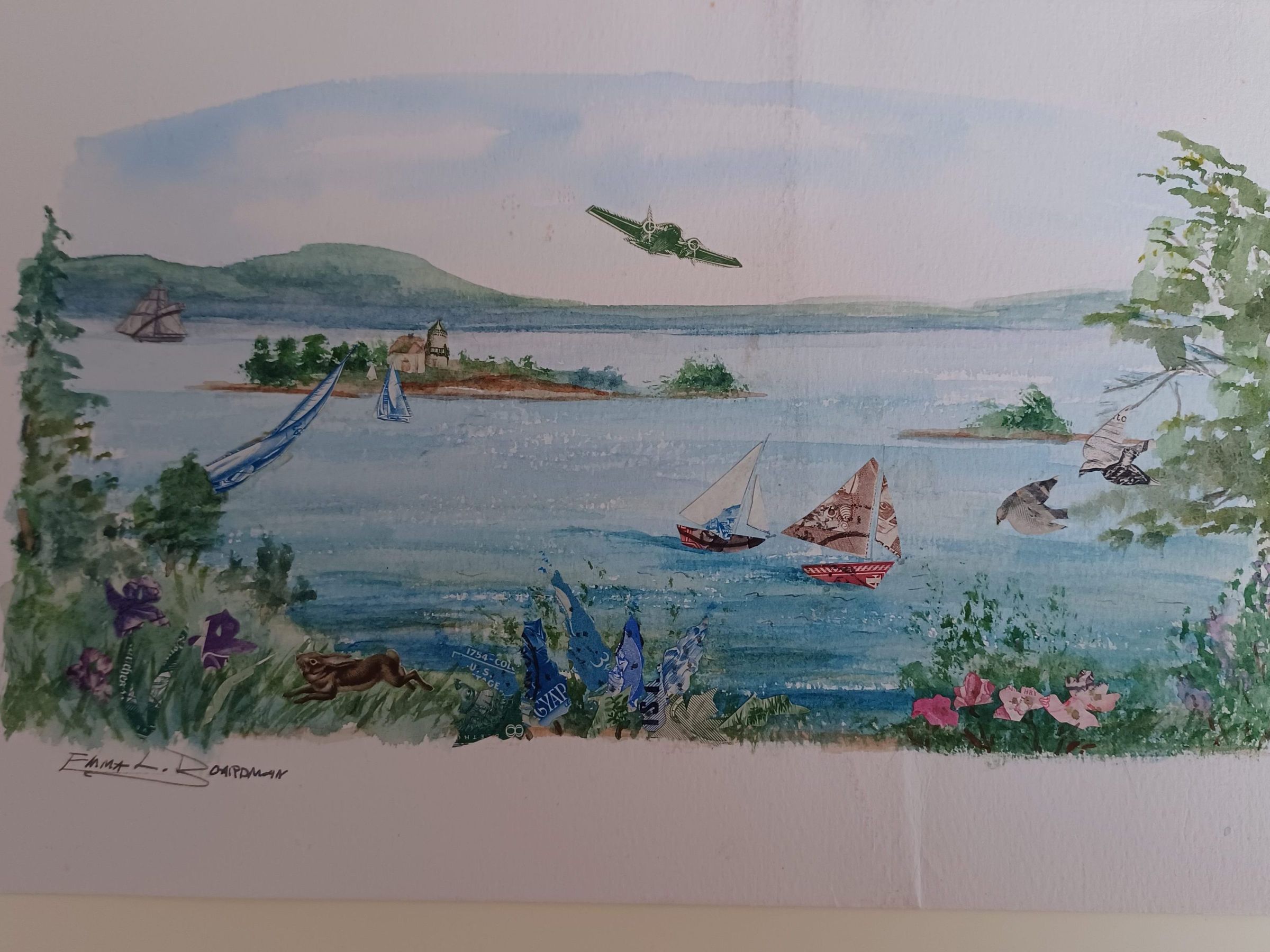 Watercolor of Harbor Sccene picture number 1