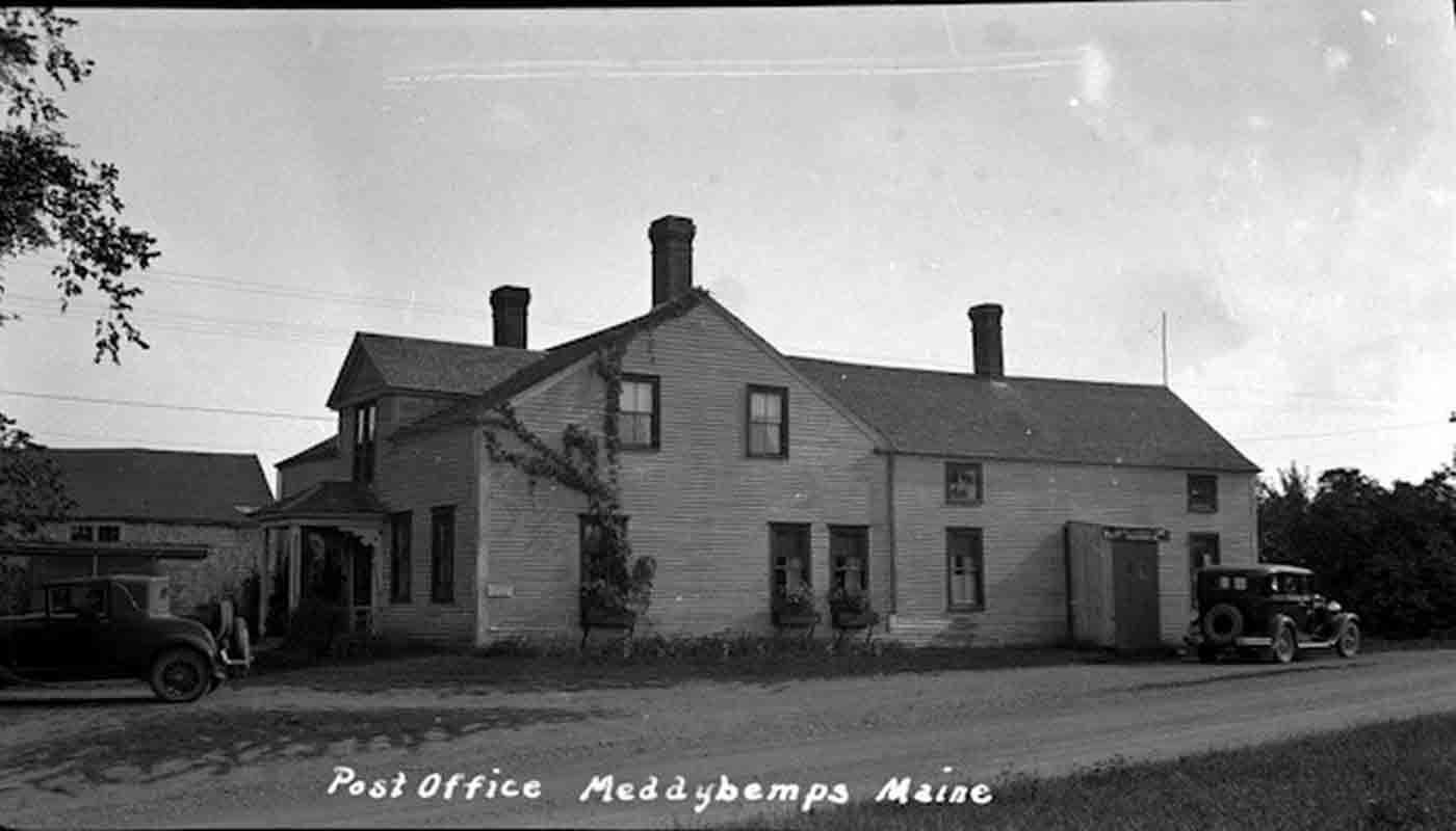 Post Office, Meddybemps, Maine; Postcard image of Tarbell's store, later Effie Gillespie's house, where the Meddybemps Post Office was located during the first part of the twentieth century.