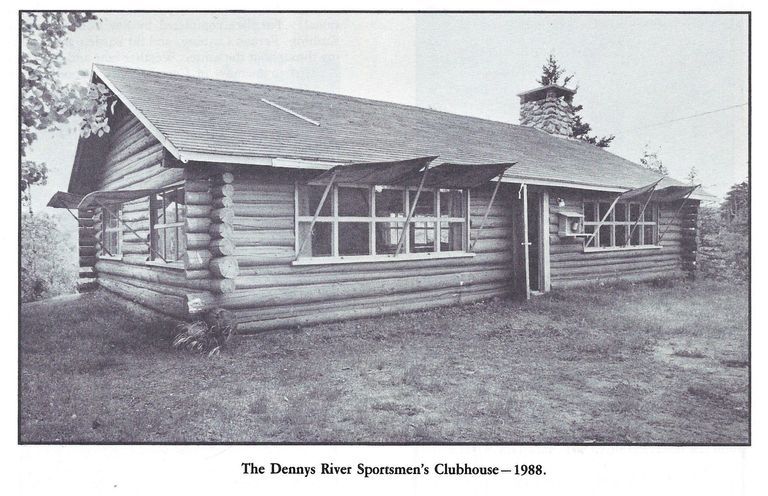          Dennys River Sportsman's Clubhouse in 1988, founded as the Dennys River Salmon Club in 1936; Reproduced from 