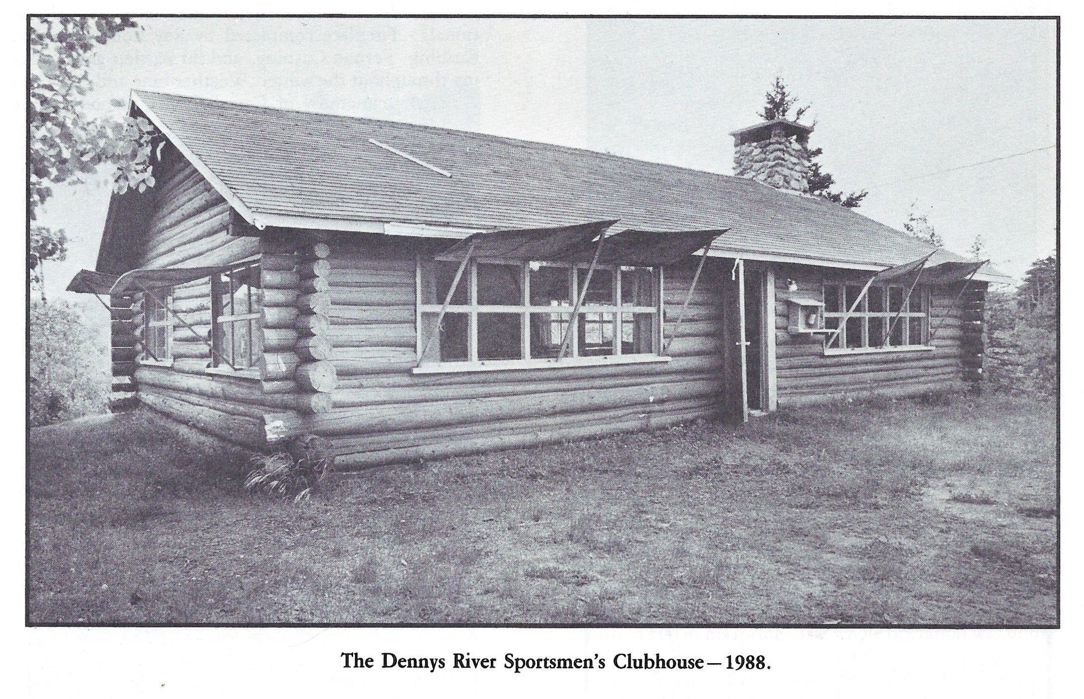 Dennys River Sportsman's Clubhouse in 1988, founded as the Dennys River Salmon Club in 1936; Reproduced from