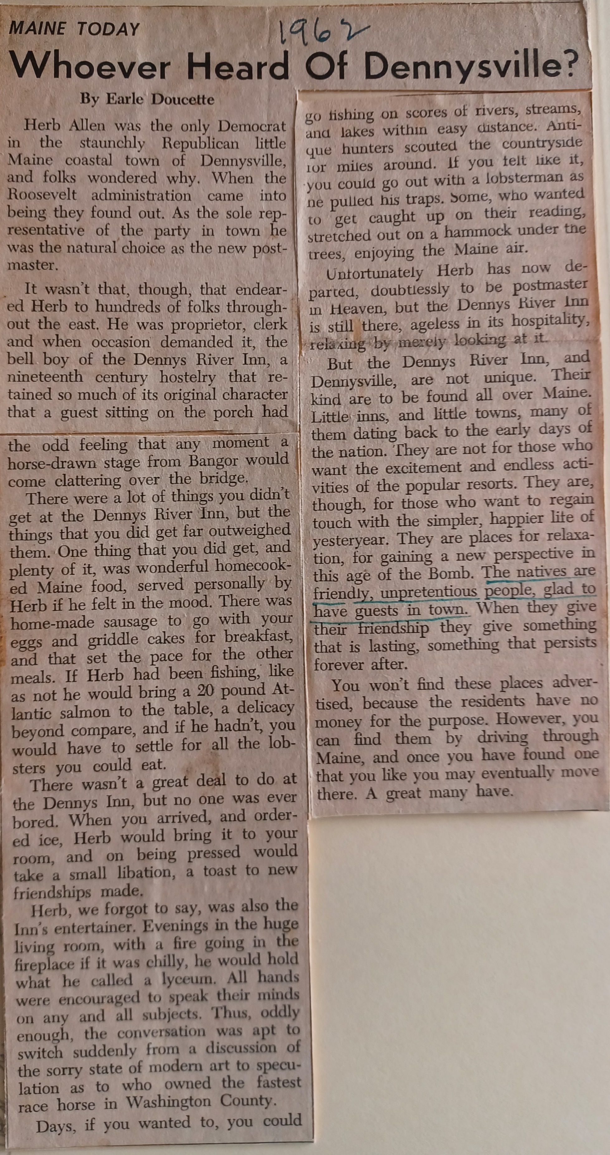 Newspaper Clippings About Dennysvlle, Maine picture number 1