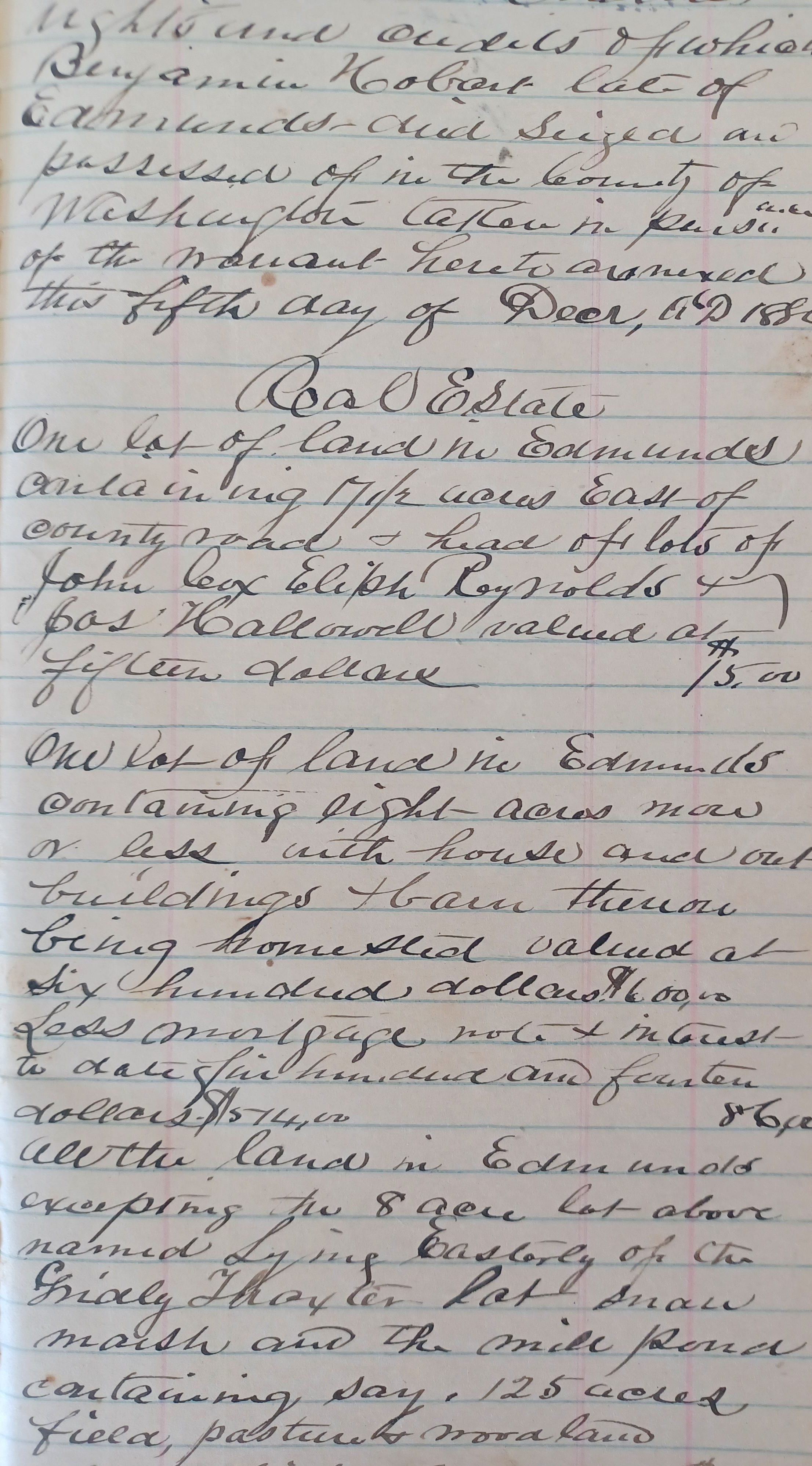Introductory of the estate of Benjamin Hobart