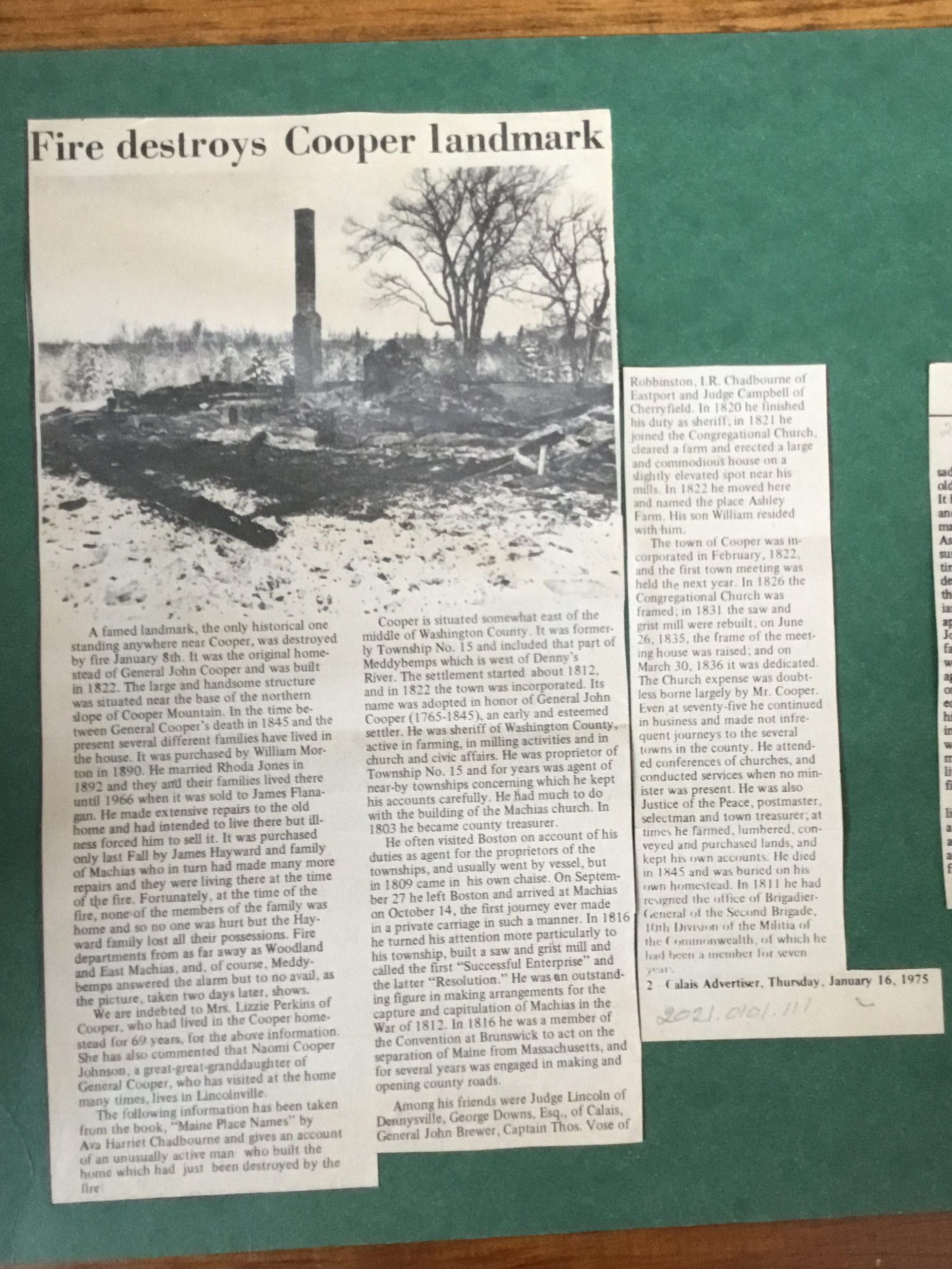 Newspaper Clipping: Fire Destroys Cooper Landmark picture number 1