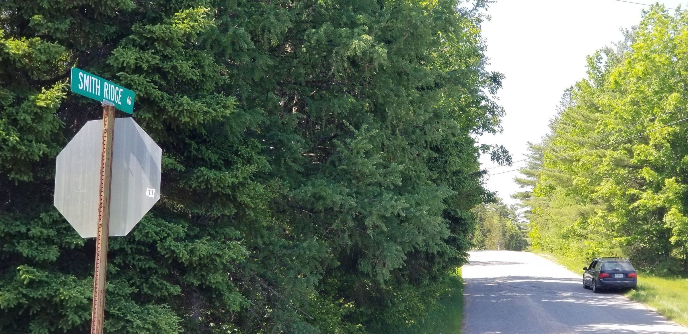Smith Ridge Road, Dennysville, Maine; Signage at the junction of the Smith Ridge Road with present day U.S. Route 1.
