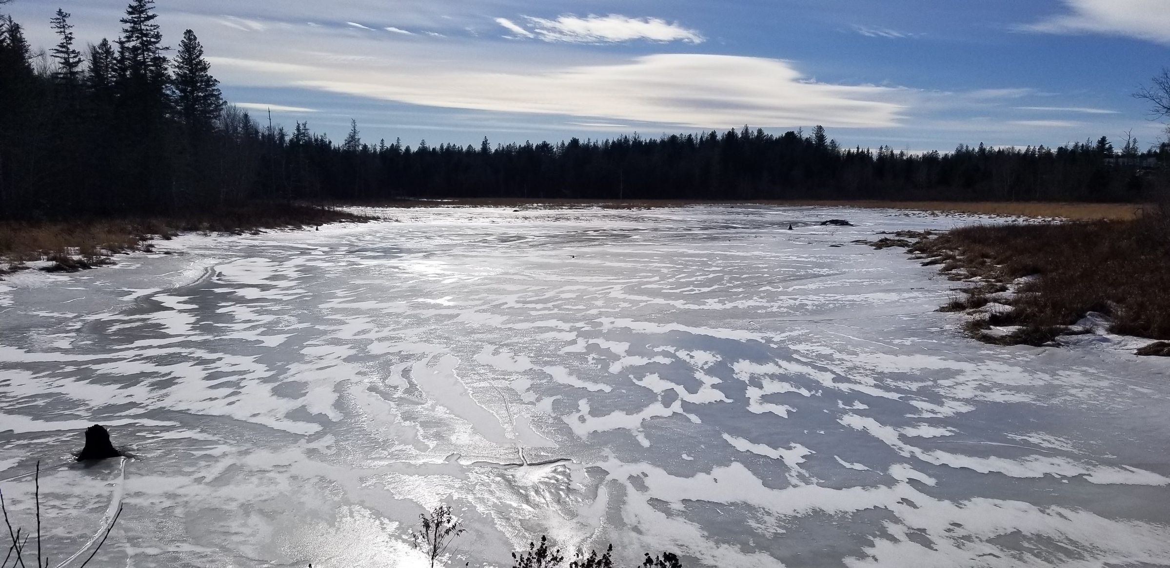 Meadow Brook in Winter, Dennysville, Maine; View of Meadow Brook flowage in winter, as seen from the Shipyard Road in Dennysville, Maine.