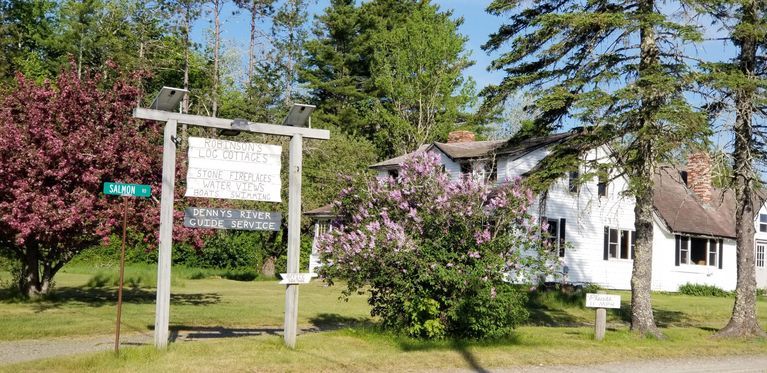          Entrance to Robinson's Cottages on the Dennys River, in Edmunds, Maine
   