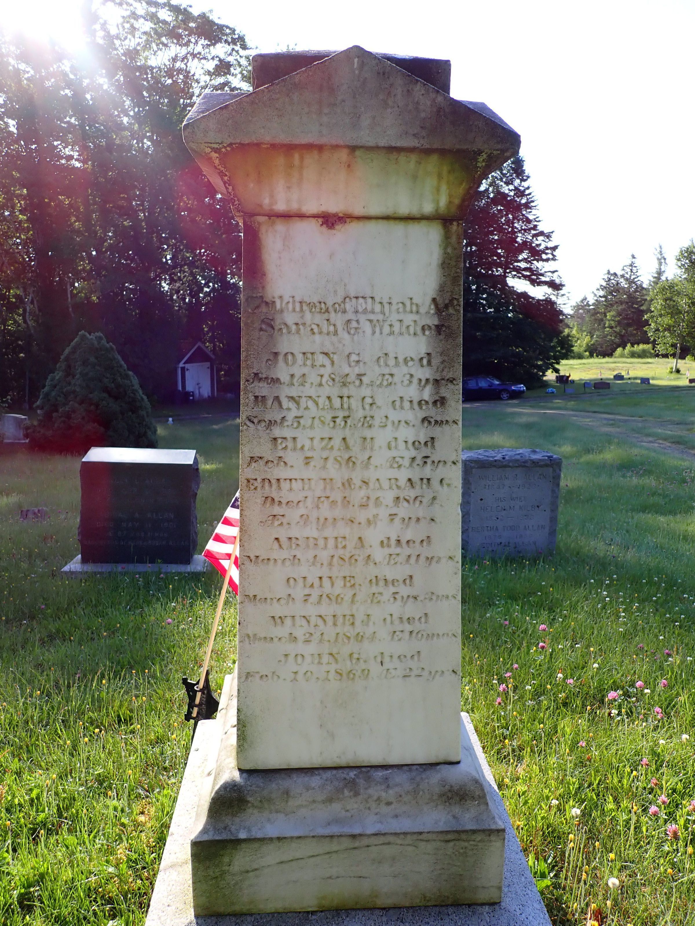 Children of Elijah A. and Sarah G. Wilder, Dennysville Town Cemetery