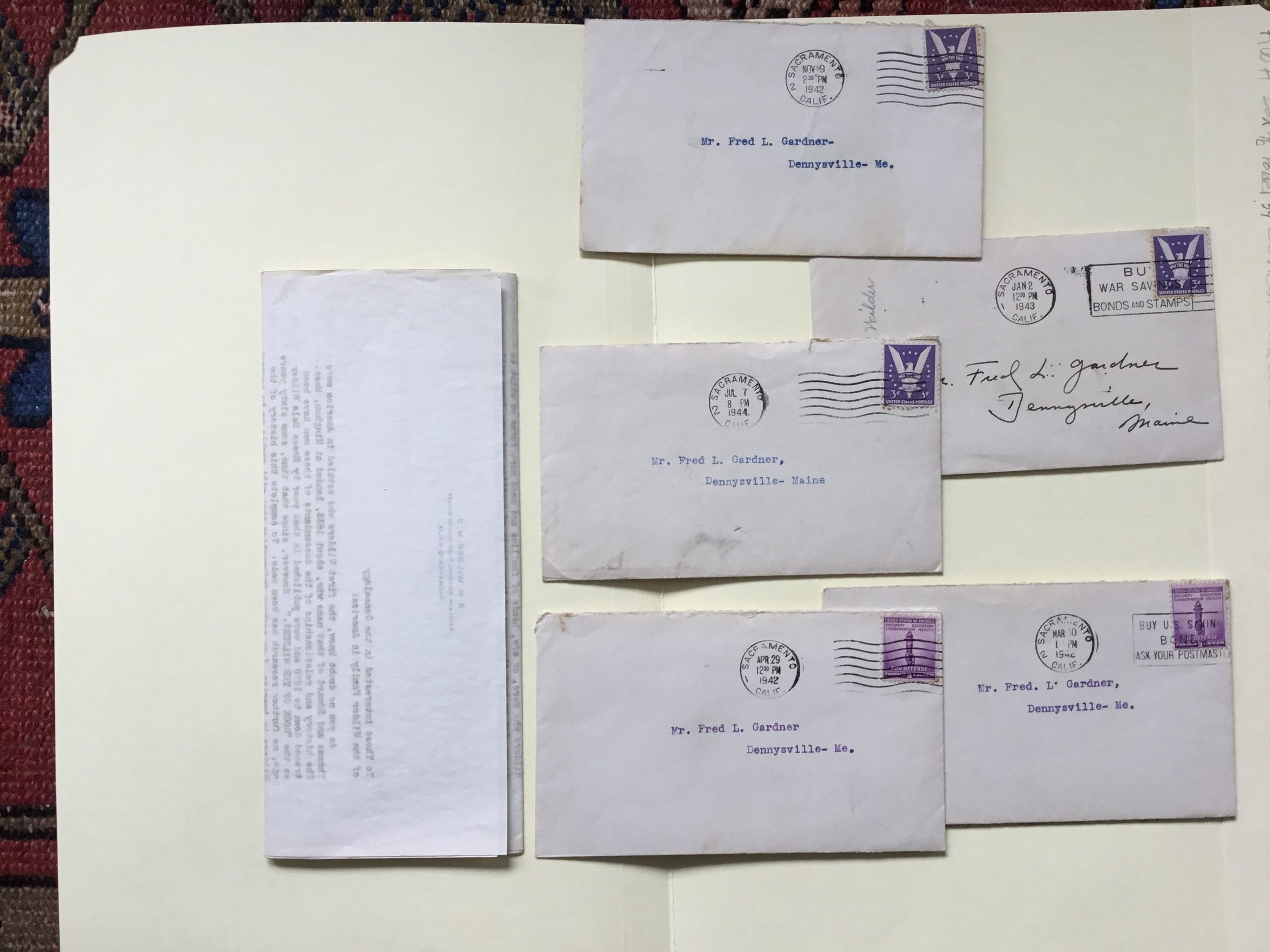Correspondence of E. M. Wilder to Fred Gardner picture number 1