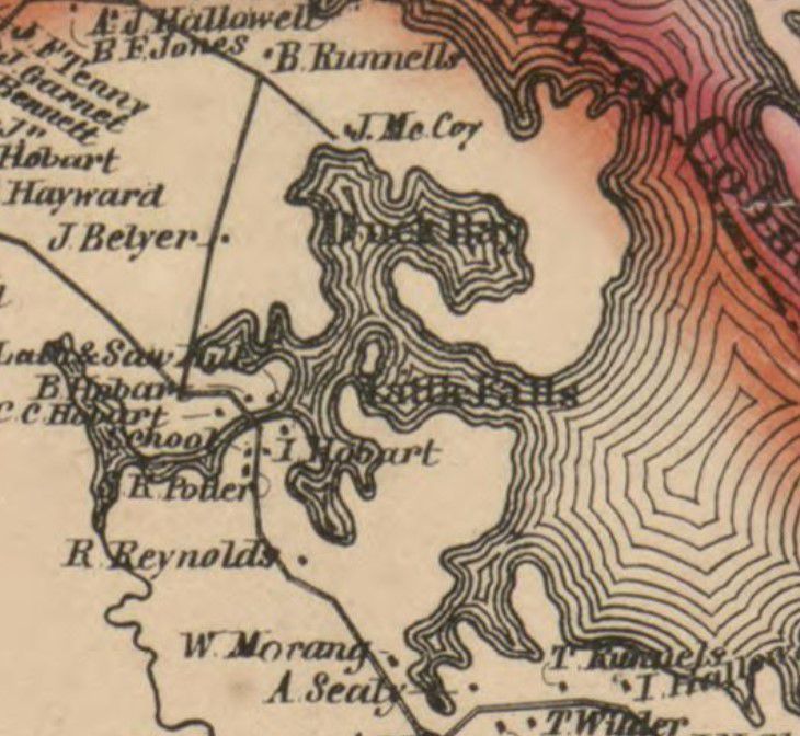          Map of Little Falls, Edmunds, Maine in 1861; Details of the Topographical map of Washington County, Maine, 1861
   