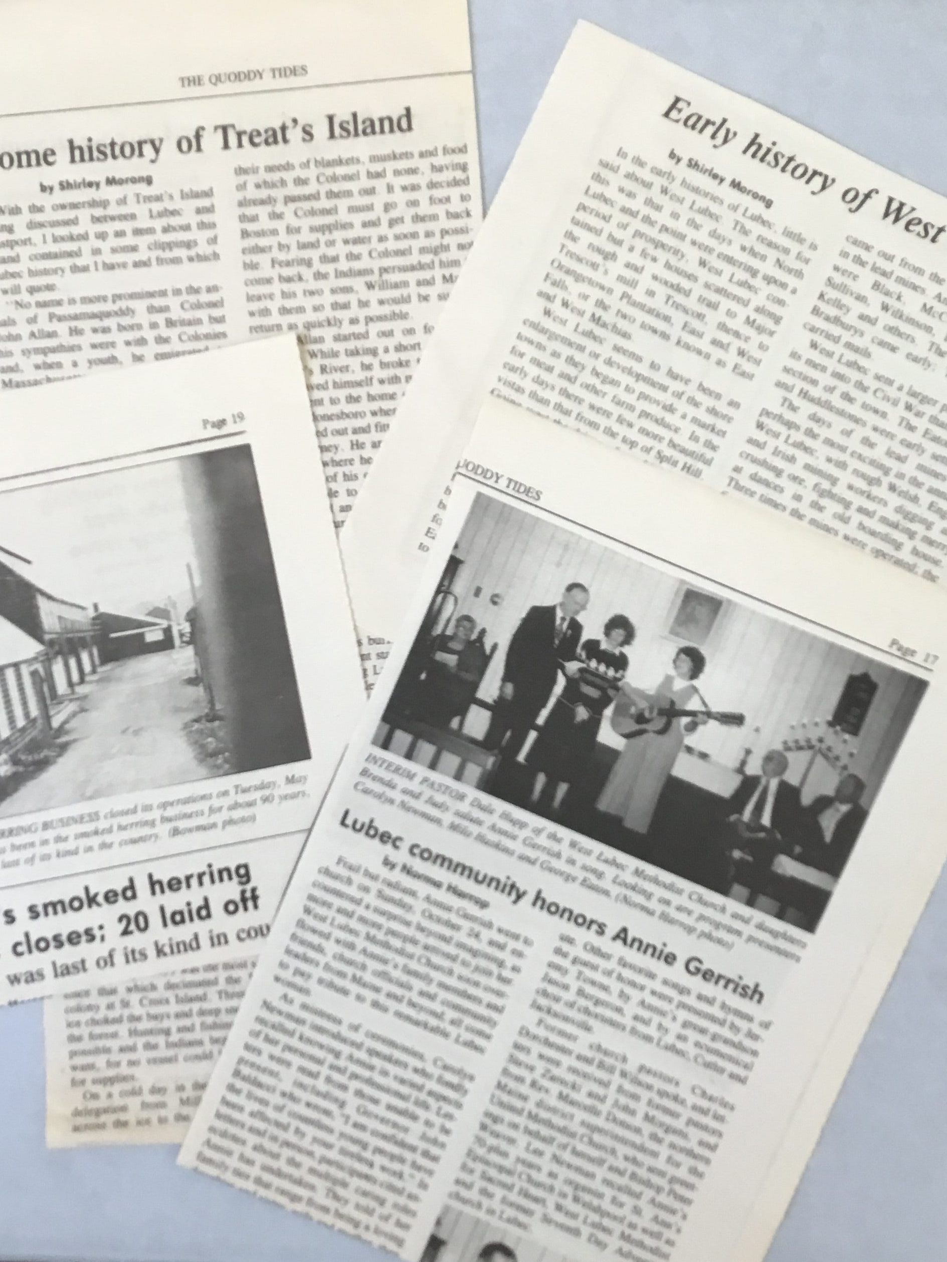 Sample Lubec-related newspaper clippings