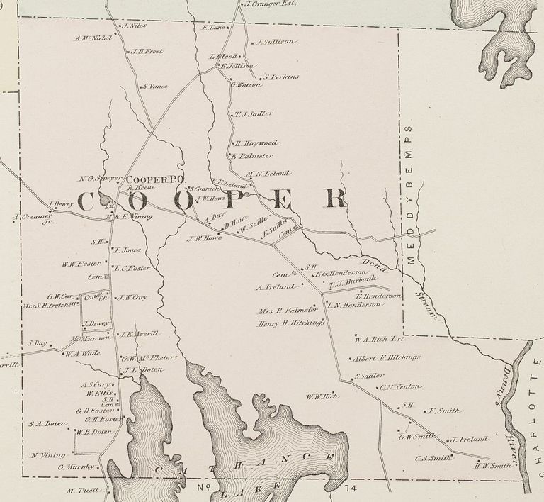          Cooper, Maine from the Colby Atlas of Washington County, 1881
   