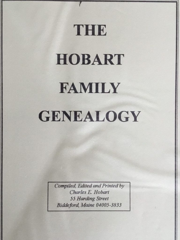          Title page of Hobart Family Genealogy by Charles E. Hobart
   